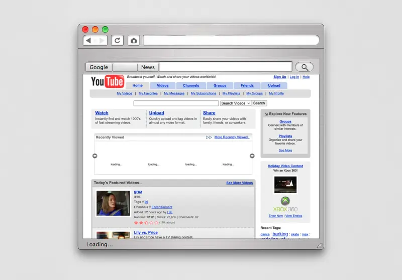 Primera página de youtube Primera página de youtube