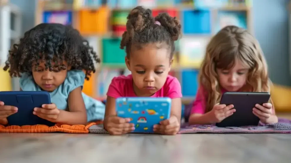 Niñas frente a tablet
