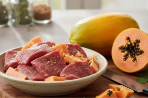 Papaya para suavizar carne de res