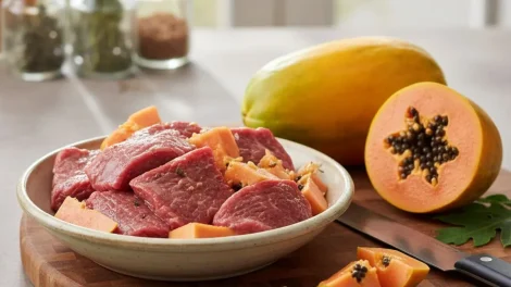 Papaya para suavizar carne de res