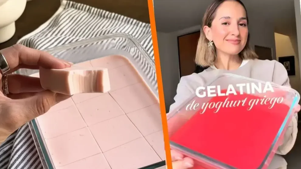 Gelatina de yogurt griego